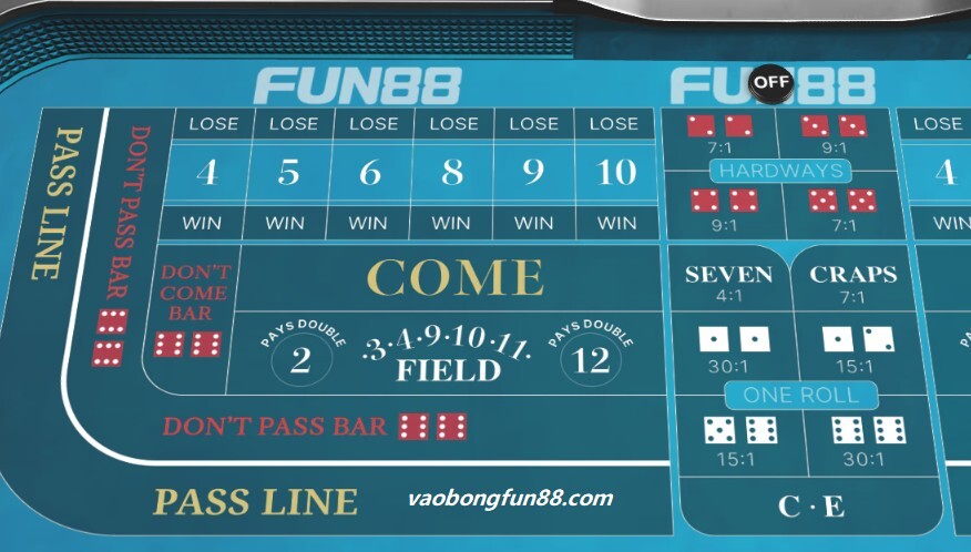 Cược Fun88 craps